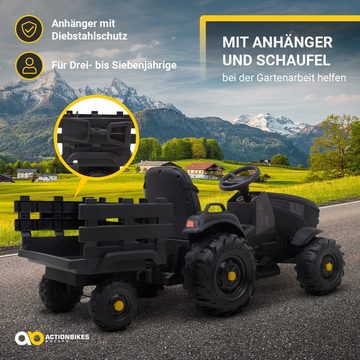 Actionbikes Motors Elektro-Kindertraktor Kinder Traktor mit Anhänger Elektro Fahrzeug, Belastbarkeit 28 kg, (2-tlg), inkl. Fernbedienung - Softstart - Gurt - 2x 12 V Motor