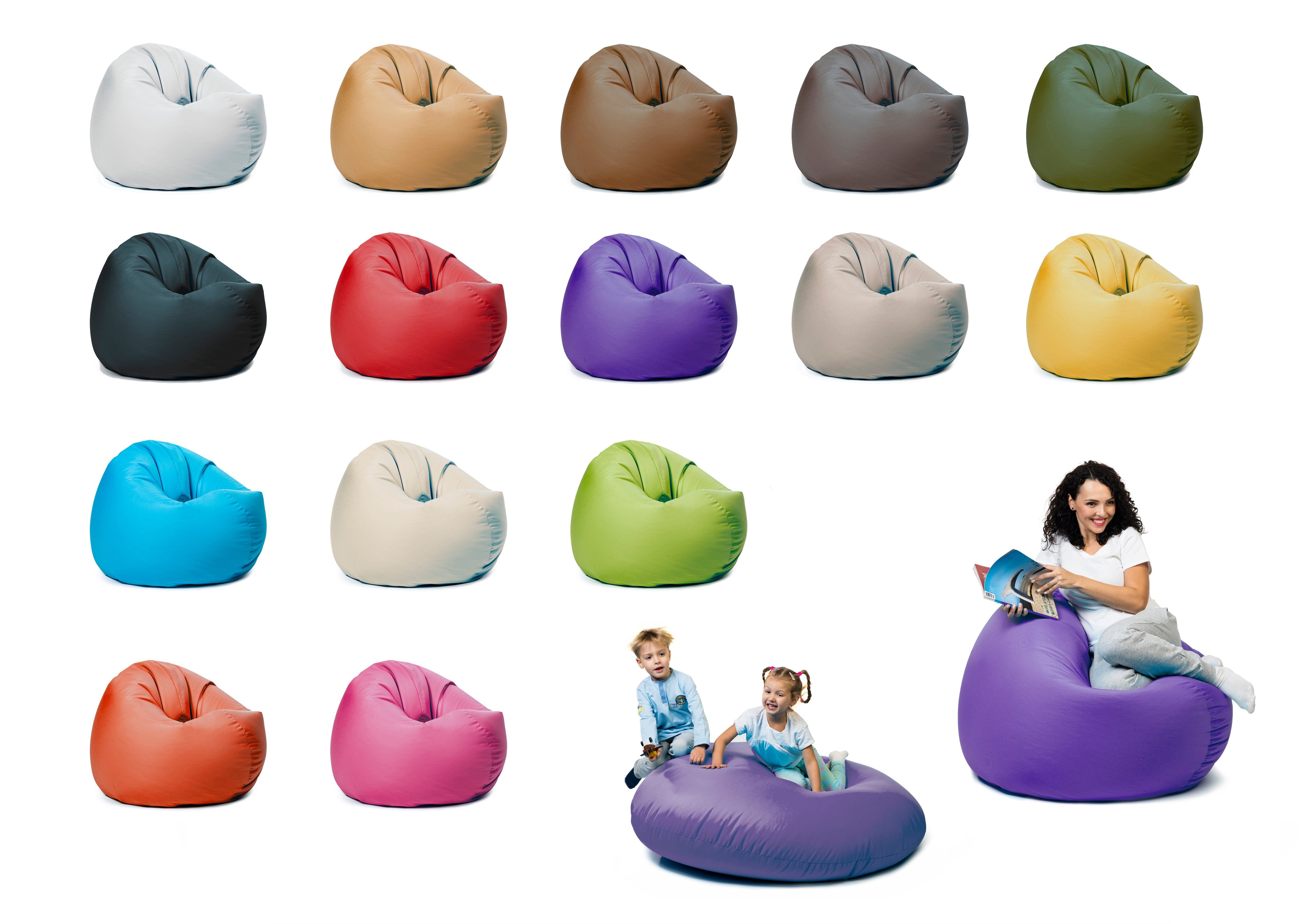 sunnypillow Sitzsack mit Styropor Füllung Outdoor & Indoor für Kinder und Erwachsene Violett