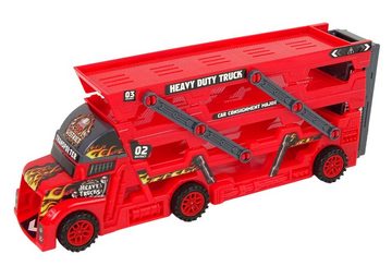 LEAN Toys Spielzeug-Auto Lkw-Anhänger Schwerlastwagen Autostartrampe Autoanhänger Spielzeugauto