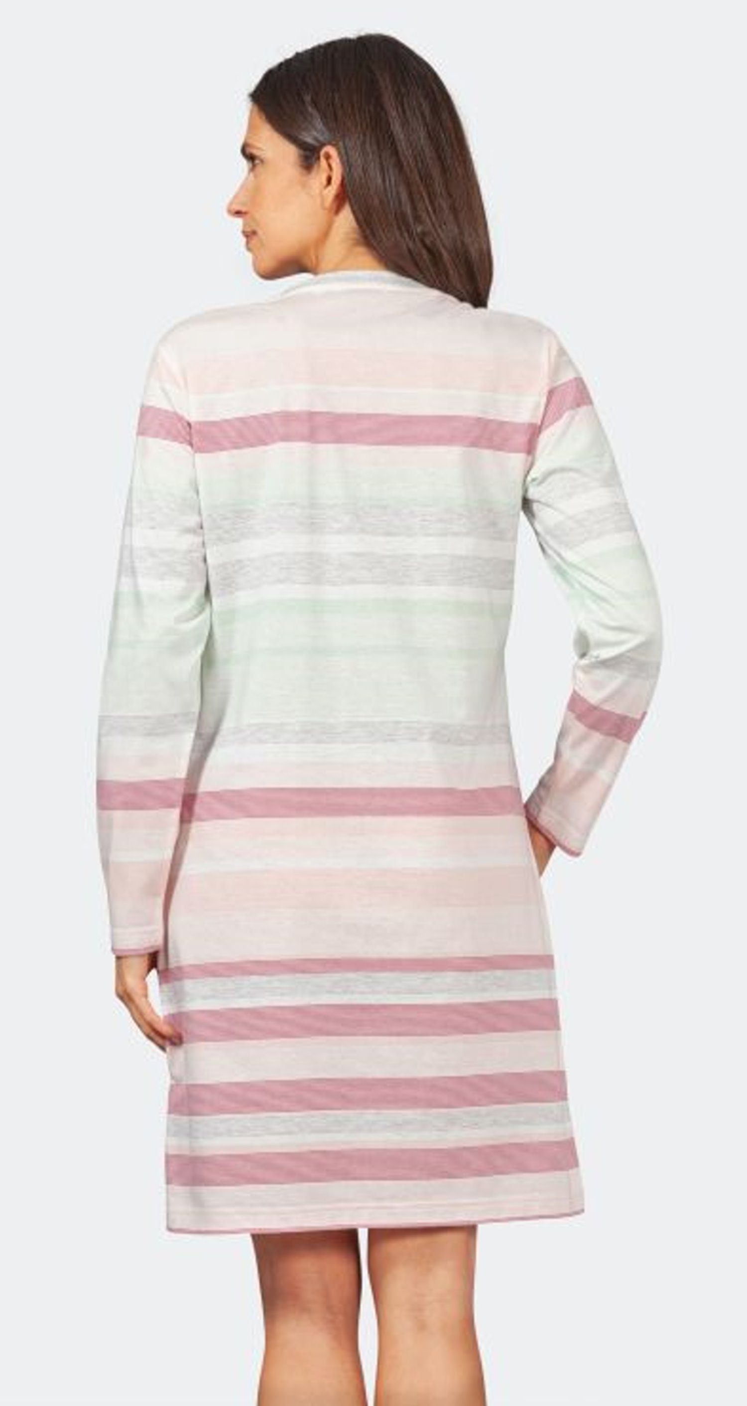 Komfort Hajo Damen (1-tlg) langer Knopfleiste, rose Nachthemd Arm Nachthemd Klima