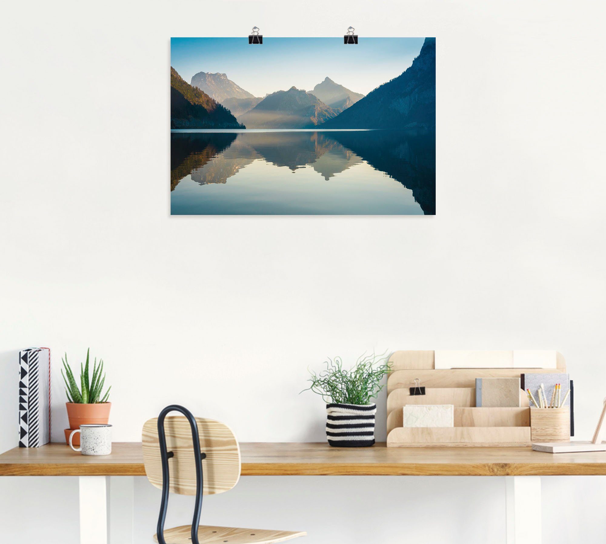 Leinwandbild, oder (1 als Morgen Wandbild in Poster versch. Gewässer Größen Alubild, St), am Traunsee, Artland Wandaufkleber