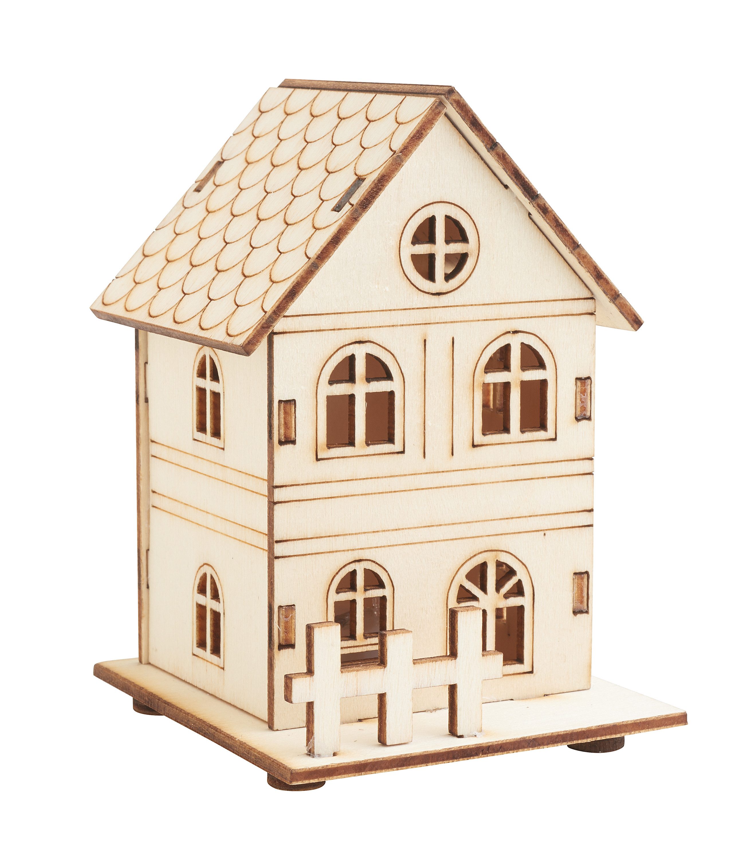 VBS Dekoobjekt Haus mit Zaun, inkl. LED, 8 Teile
