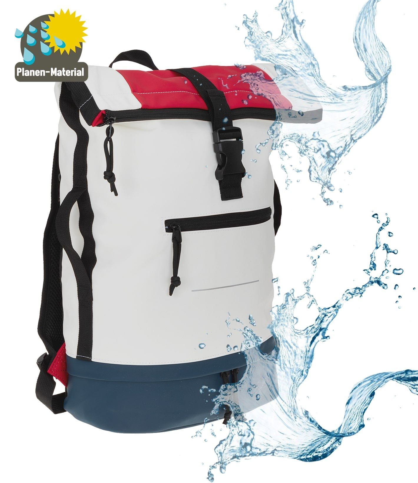 ELEPHANT Freizeitrucksack Time Bag aus Plane mit Bodenfach, Rucksack Laptoprucksack Daypack wasserabweisend + Trinkflasche