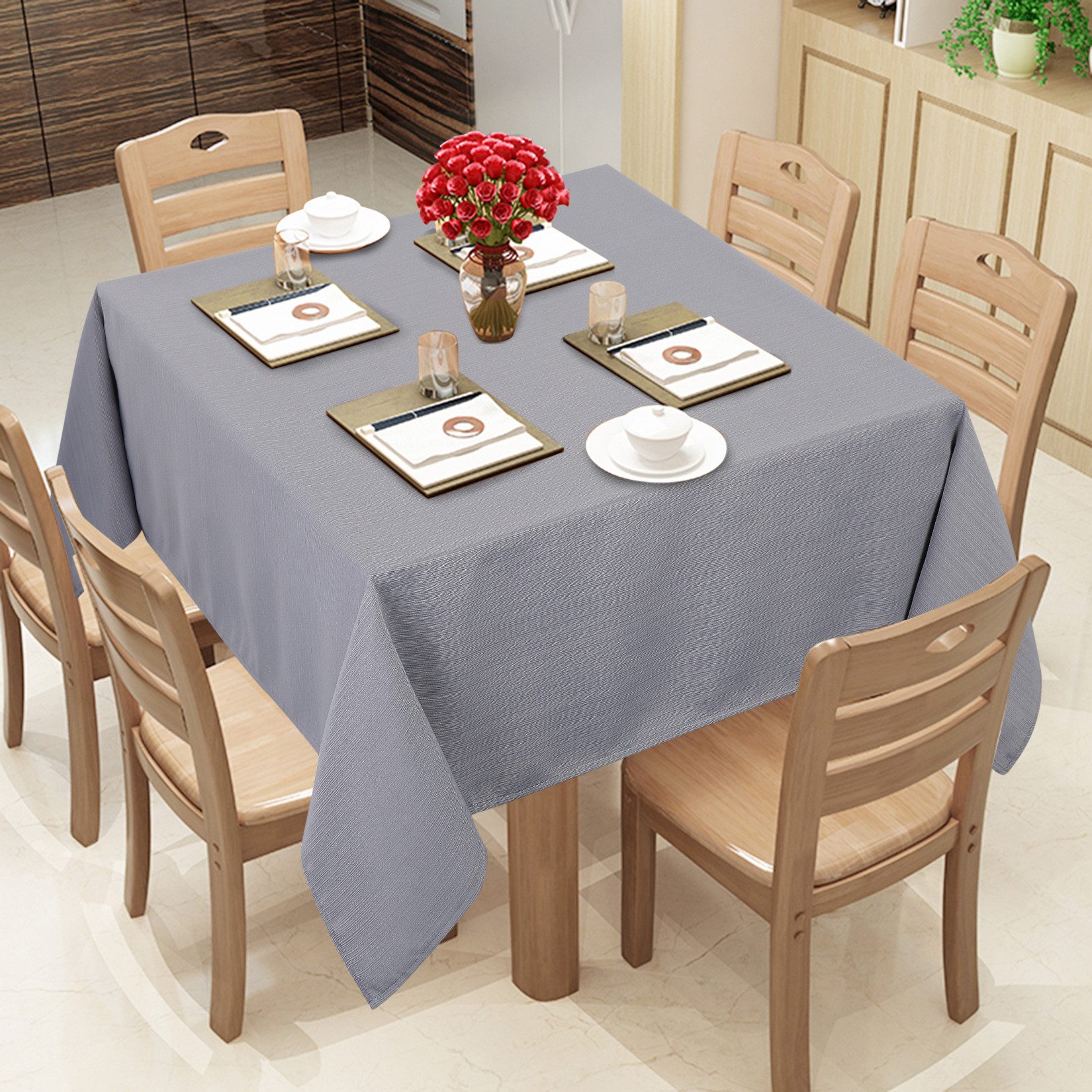 GarveeMore Tischdecke Wasserdichte Jacquard-Tischdecke 180g/m², fleckenfest & waschbar, modernes Twill-Muster für Haushalt, Gastro & Feierlichkeiten