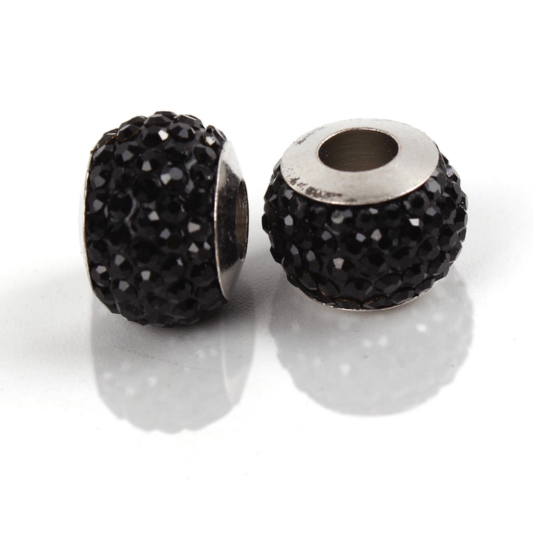 Kopper-24 Bastelperlen Großloch Spacer Charm Perlen Rondelle Stassperlen glitzernd 12 mm, 10