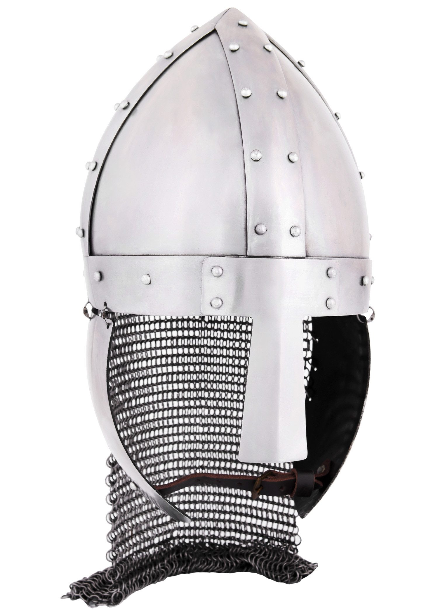 Ritter-Kostüm Nasalhelm mit Wangenklappen und Brünne, 2 mm - schaukampftauglich