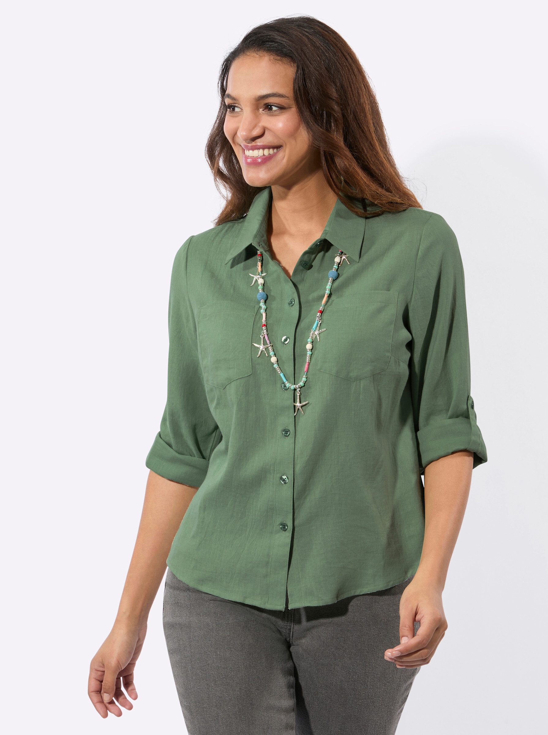 Klassische Bluse Flanell-Bluse Langarm