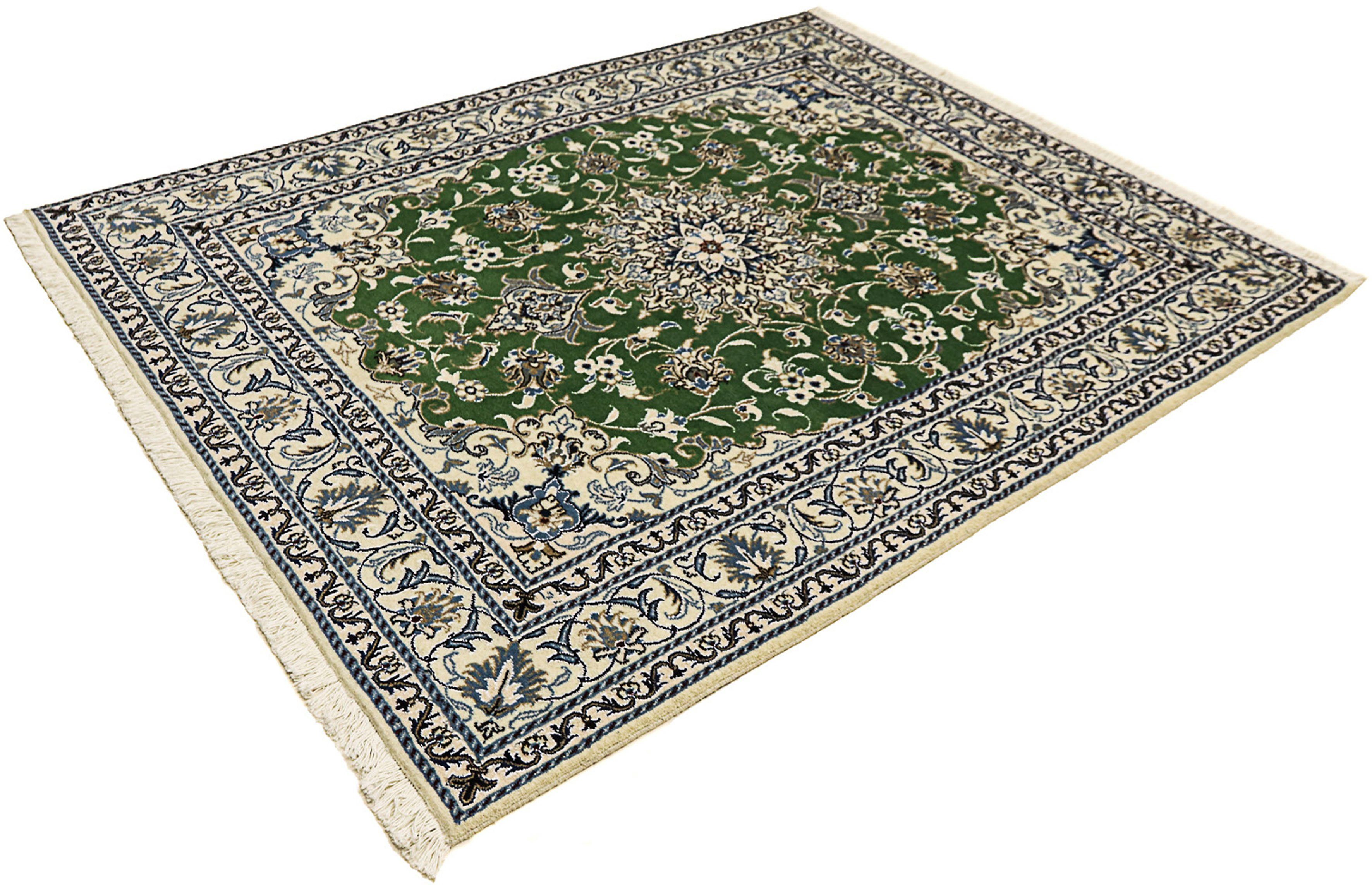 Orientteppich Perser - Nain - 193 x 151 cm - dunkelgrün, morgenland, rechteckig, Höhe: 12 mm, Wohnzimmer, Handgeknüpft, Einzelstück mit Zertifikat