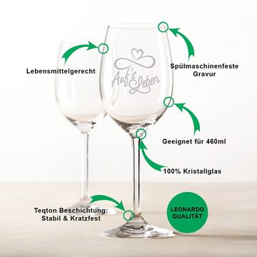 GRAVURZEILE Rotweinglas Leonardo Weinglas mit Gravur - Auf's Leben, Glas, graviertes Geschenk für Partner, Freunde & Familie