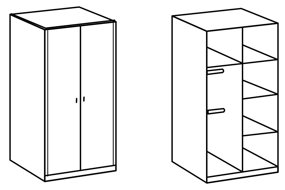 möbel-direkt.de Drehtürenschrank Filou in Weiß mit Landhaus-Applikationen (komplett, 1-St., Kleiderschrank) Made in Germany, Soft Close
