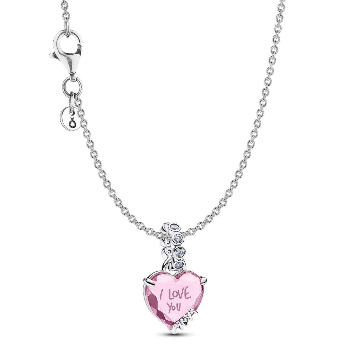 Pandora Herzkette 21778, für Damen Geschenkset Silber I Love You Mom Bundle