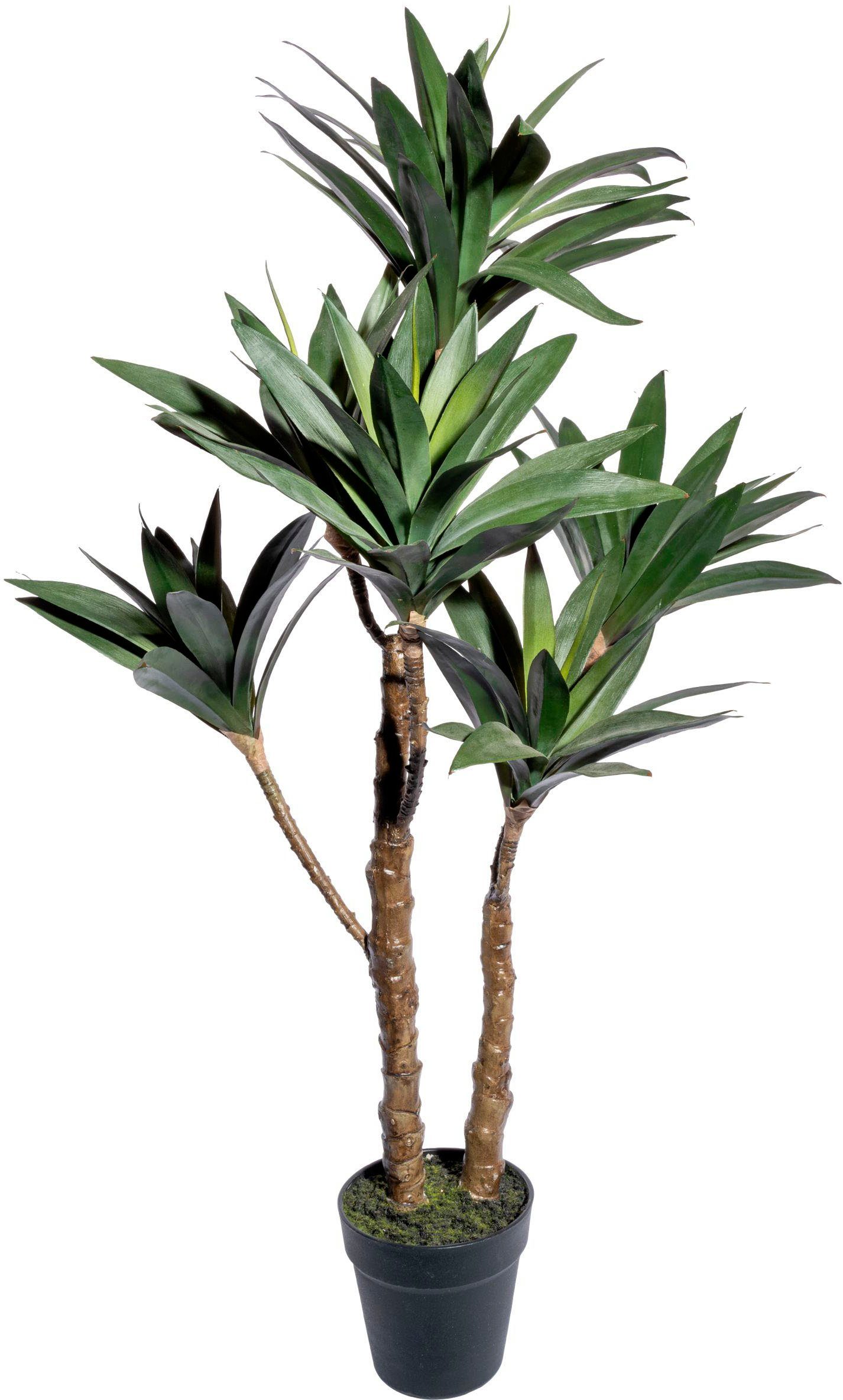 green, Topf Höhe Yuccapflanze Sukkulente, im 90 Künstliche Creativ cm Zimmerpflanze