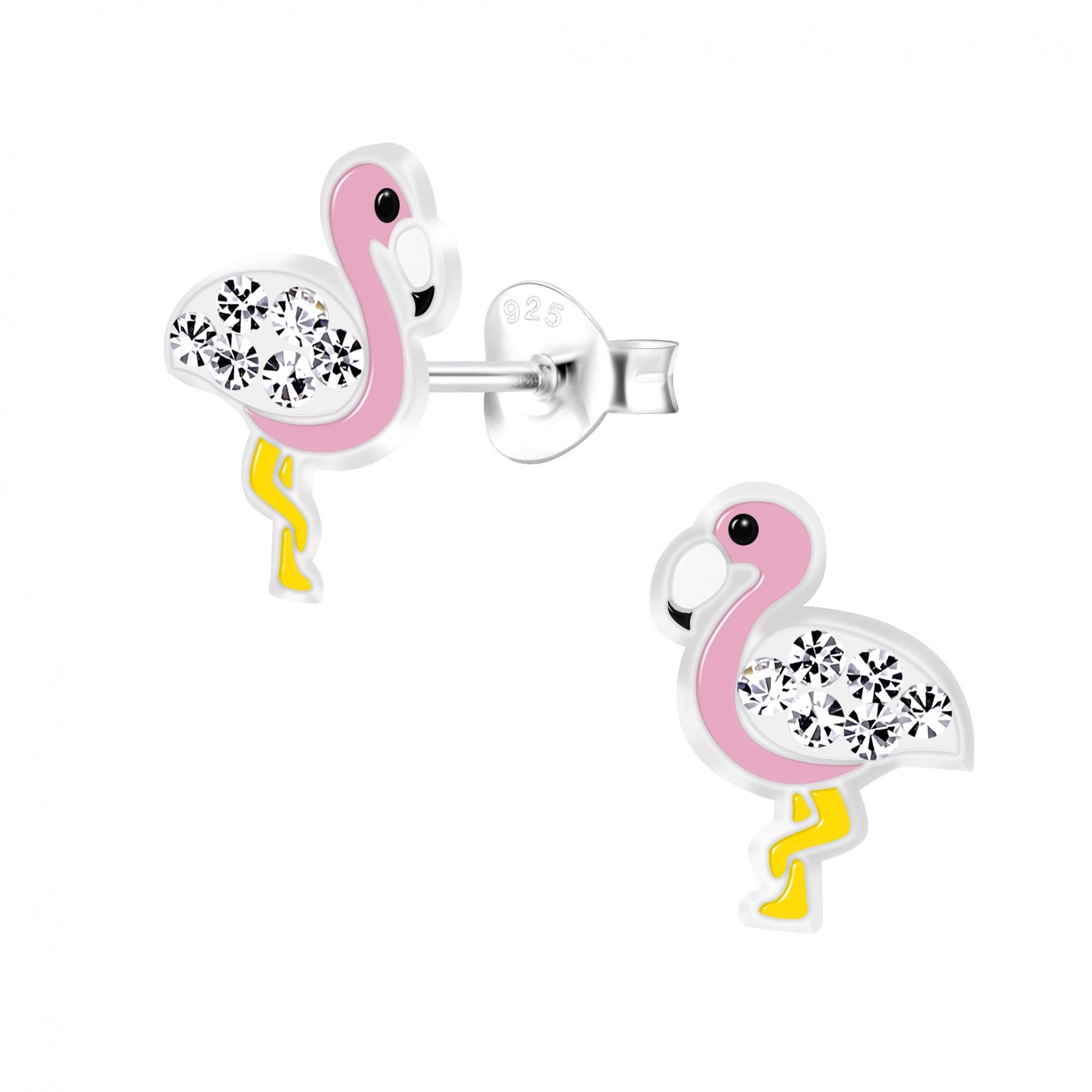 Paar Ohrstecker FLAMINGO gelb I Zirkonia weiß, 2-tlg.