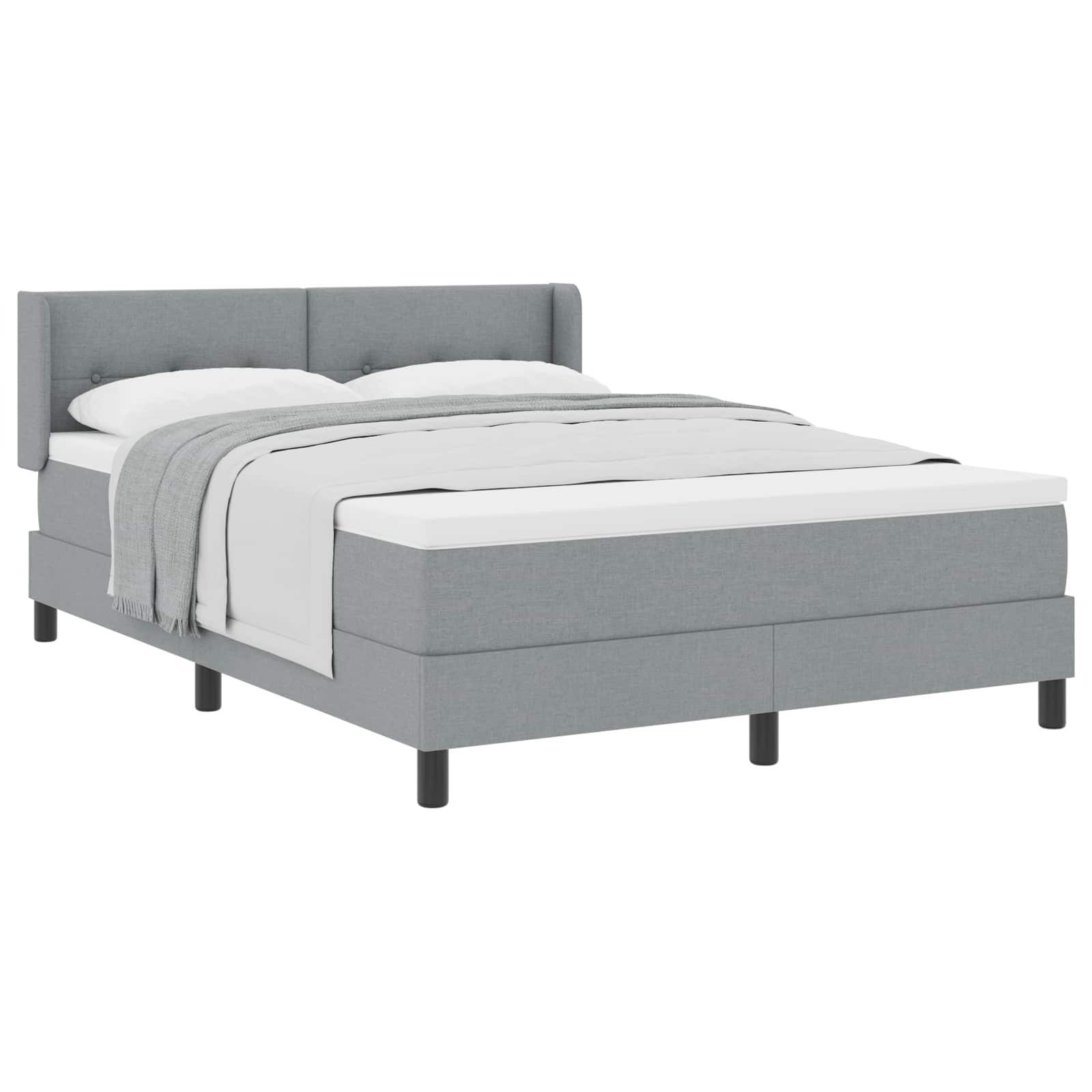 Bett Boxspringbett mit Kopfteil Hellgrau 190 x 140 cm Stoff