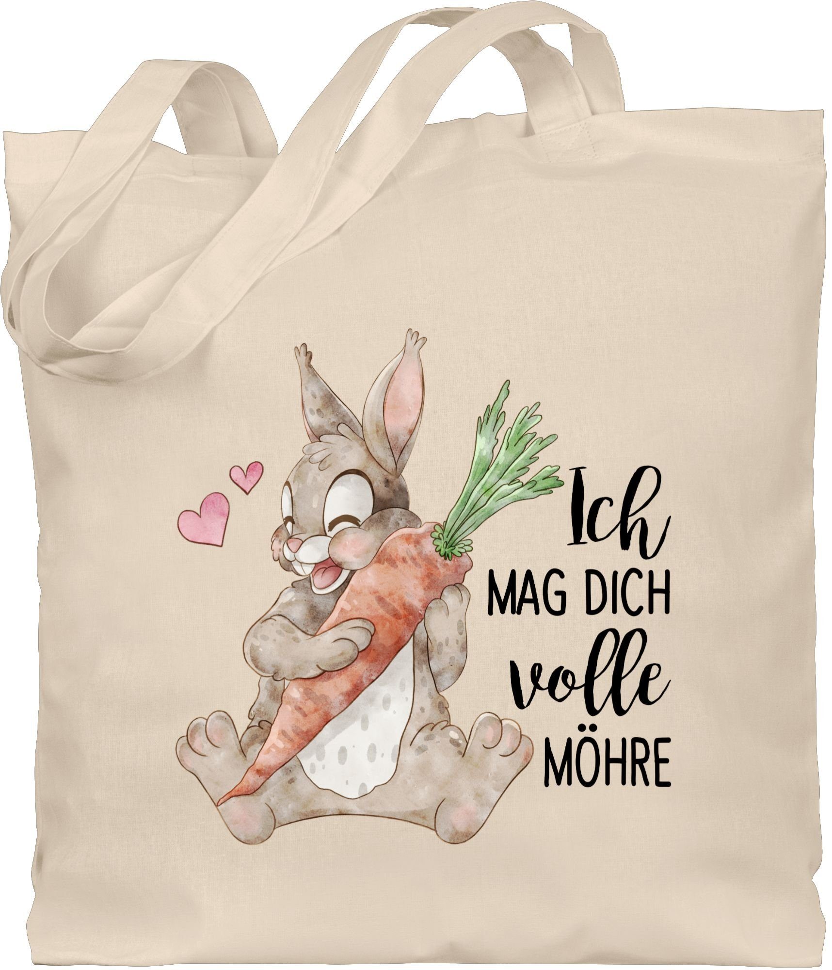 Shirtracer Umhängetasche Ich mag dich volle Möhre mit Hase schwarz