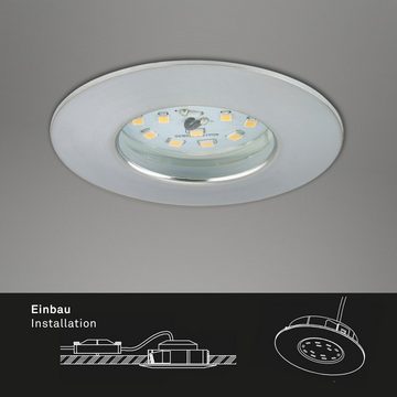 Briloner Leuchten LED Einbauleuchte 7295-039, LED fest verbaut, Warmweiß, Einbauleuchte 3er SET für Bad - dimmbar IP44 Ø 7,5cm