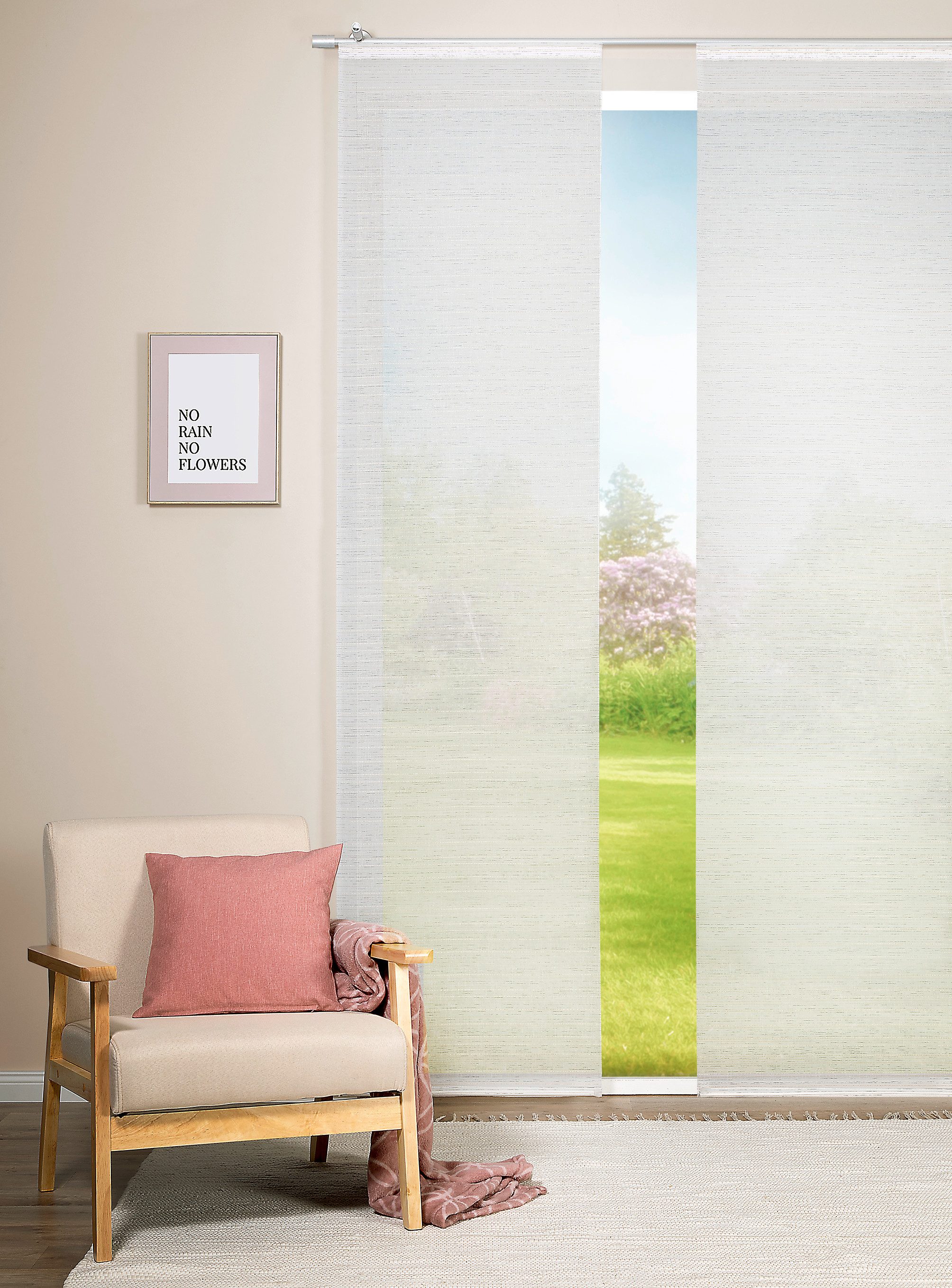 Verdi Schiebegardine Schiebevorhang Maja 60 x 245 cm, Paneelwagen, halbtransparent