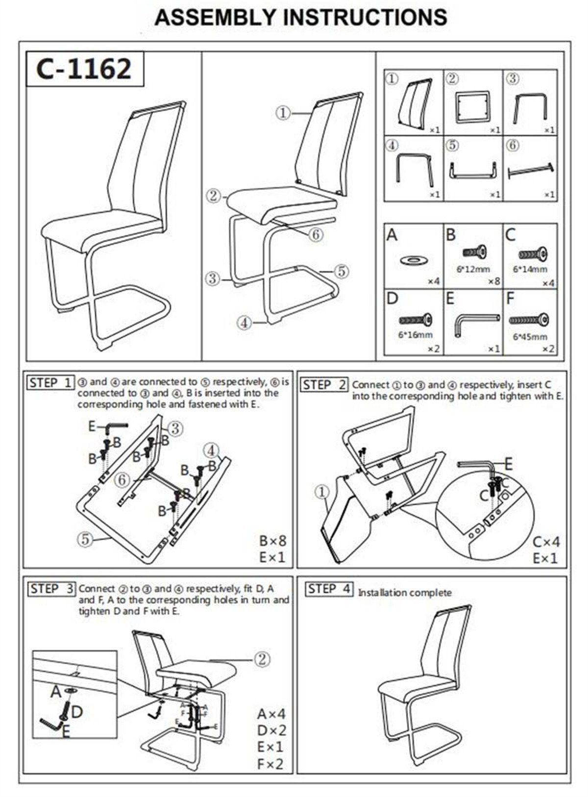 XDeer Bürostuhl 4er Set Polsterstuhl, PU Metallgestell,mit aus Weiss Esszimmerstühle,Bürostuhl,Gaststuhl,Weich Freischwinger,verchromtes Bezug