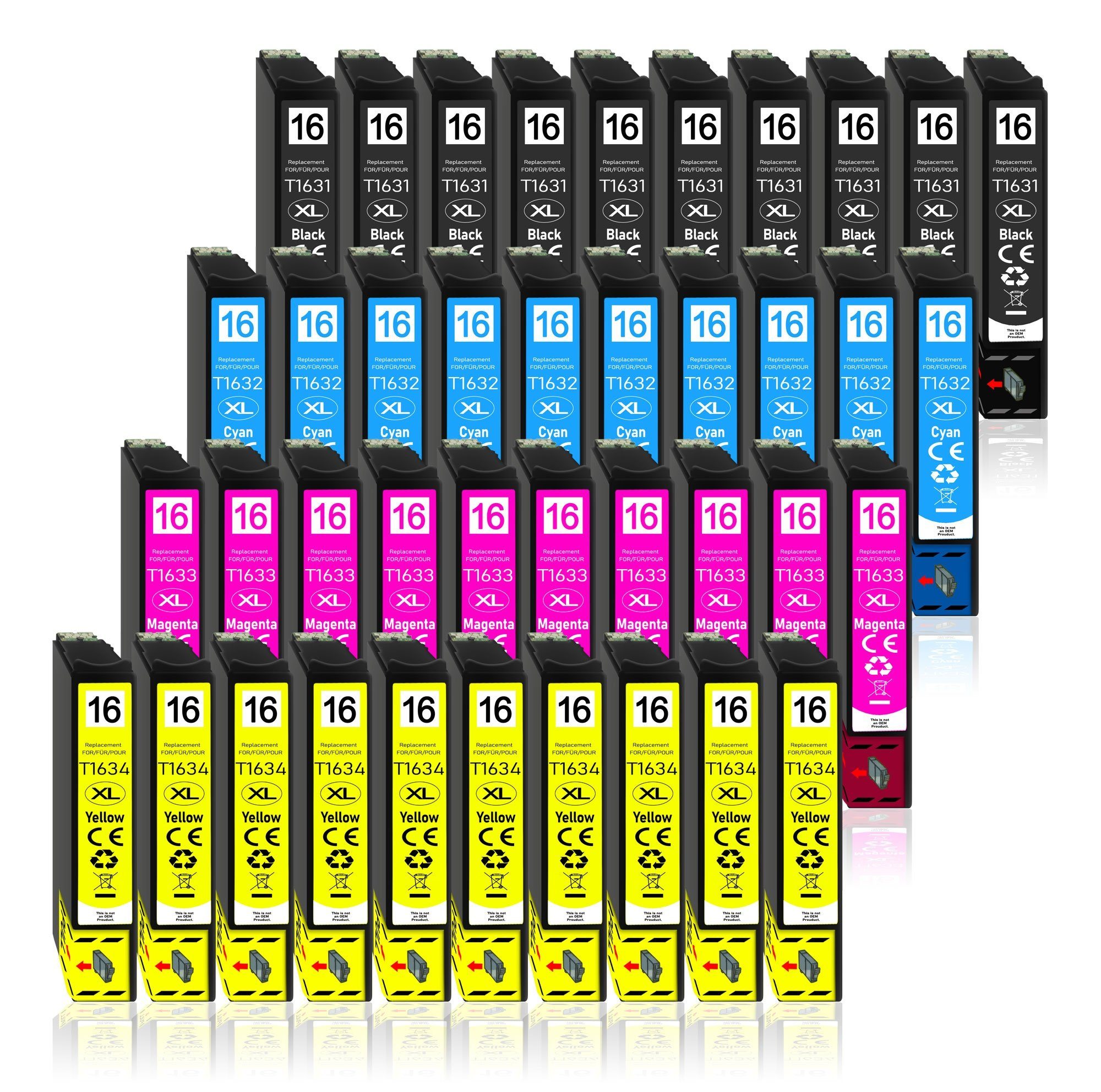 Druckerparadies 40er Multipack für Epson 16XL Tintenpatronen Set Tintenpatrone (40-tlg., WF2010 WF2510 WF2520 WF2530 WF2540 WF2630 WF2650 WF2660 WF2750 WF2760)
