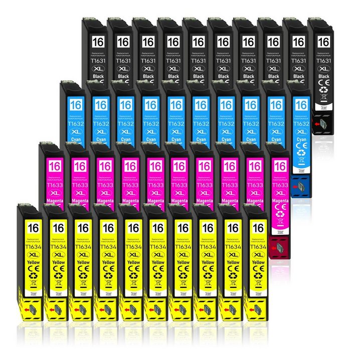 Druckerparadies 40er Multipack für Epson 16XL Tintenpatronen Set Tintenpatrone (40-tlg. WF2010 WF2510 WF2520 WF2530 WF2540 WF2630 WF2650 WF2660 WF2750 WF2760) GE11133