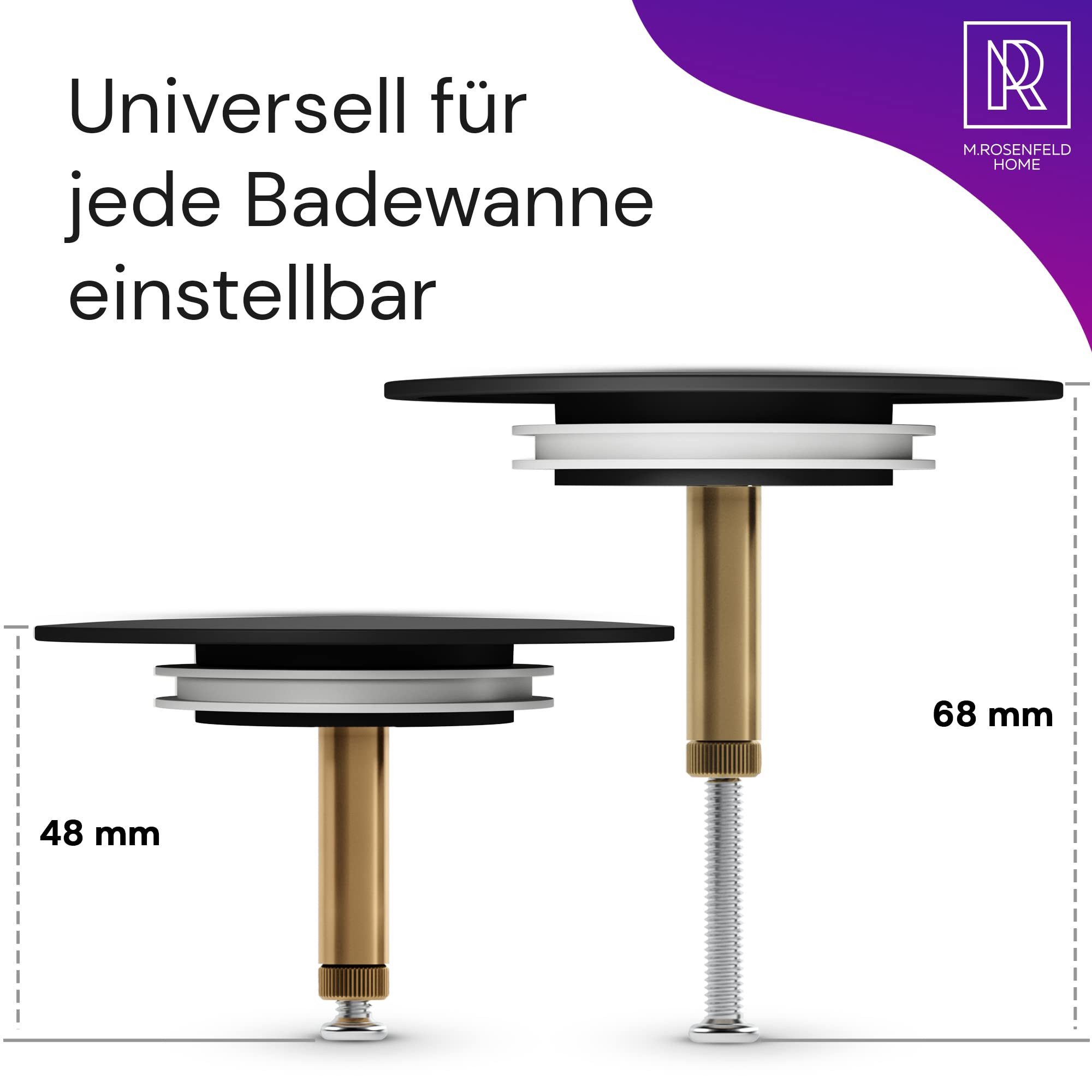 M. Rosenfeld Badewannenstöpsel Ø 72 - Matt Schwarz Stöpsel Badewanne aus Messing, Rostfrei Badewannen Stöpsel – Bild 5 von 5