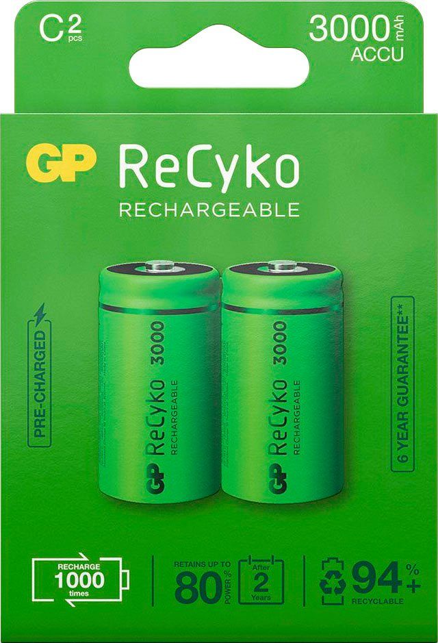GP Batteries »C Baby Akku GP NiMH 3000 mAh ReCyko 1,2V 2 Stück« Akku C