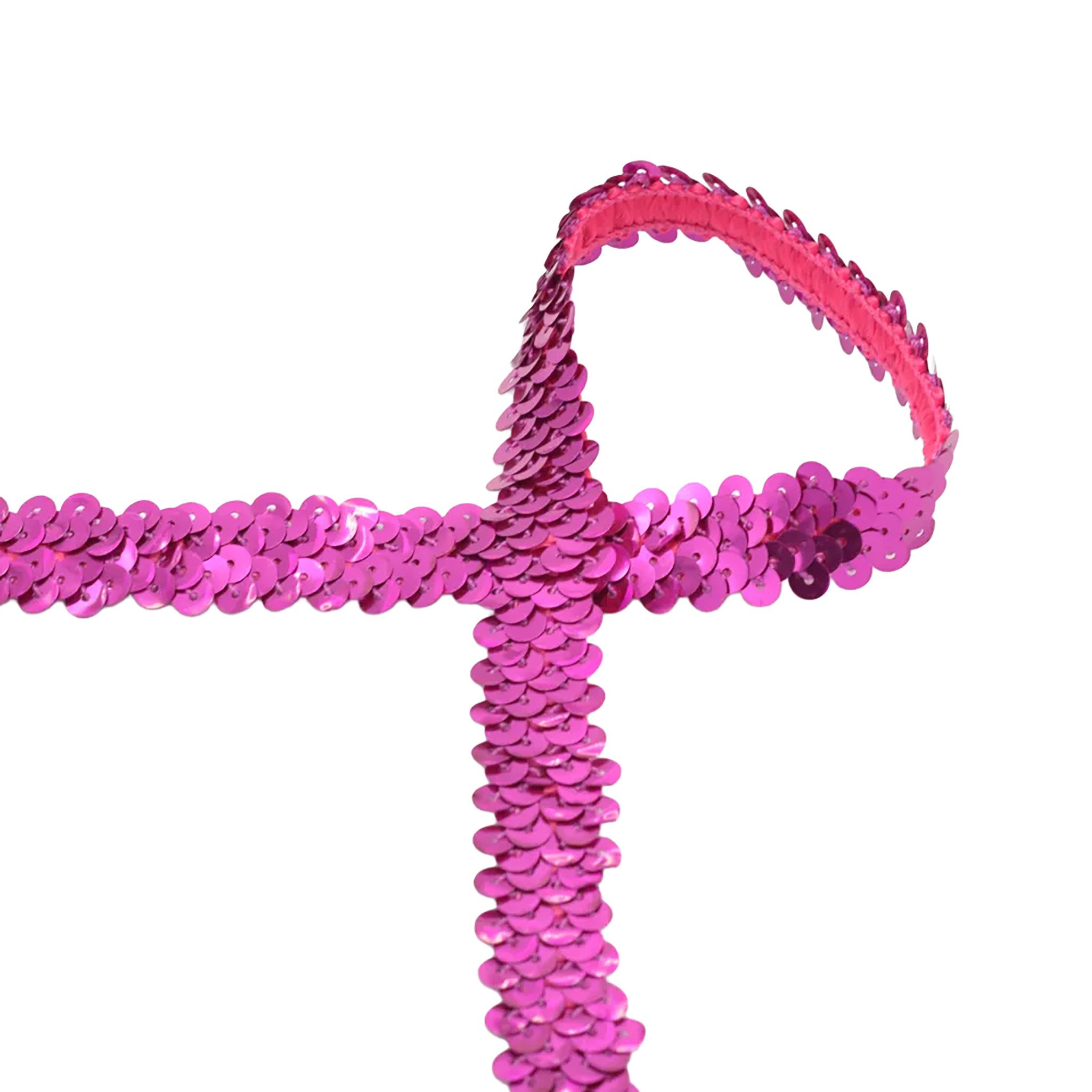 maDDma Bastelband Paillettenband ab 1m Meterware 20mm elastisches Paillettenborte, magenta