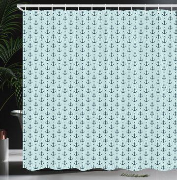 Abakuhaus Duschvorhang Moderner Digitaldruck mit 12 Haken auf Stoff Wasser Resistent Breite 175 cm, Höhe 180 cm, Anker Zigzags Maritime Dots