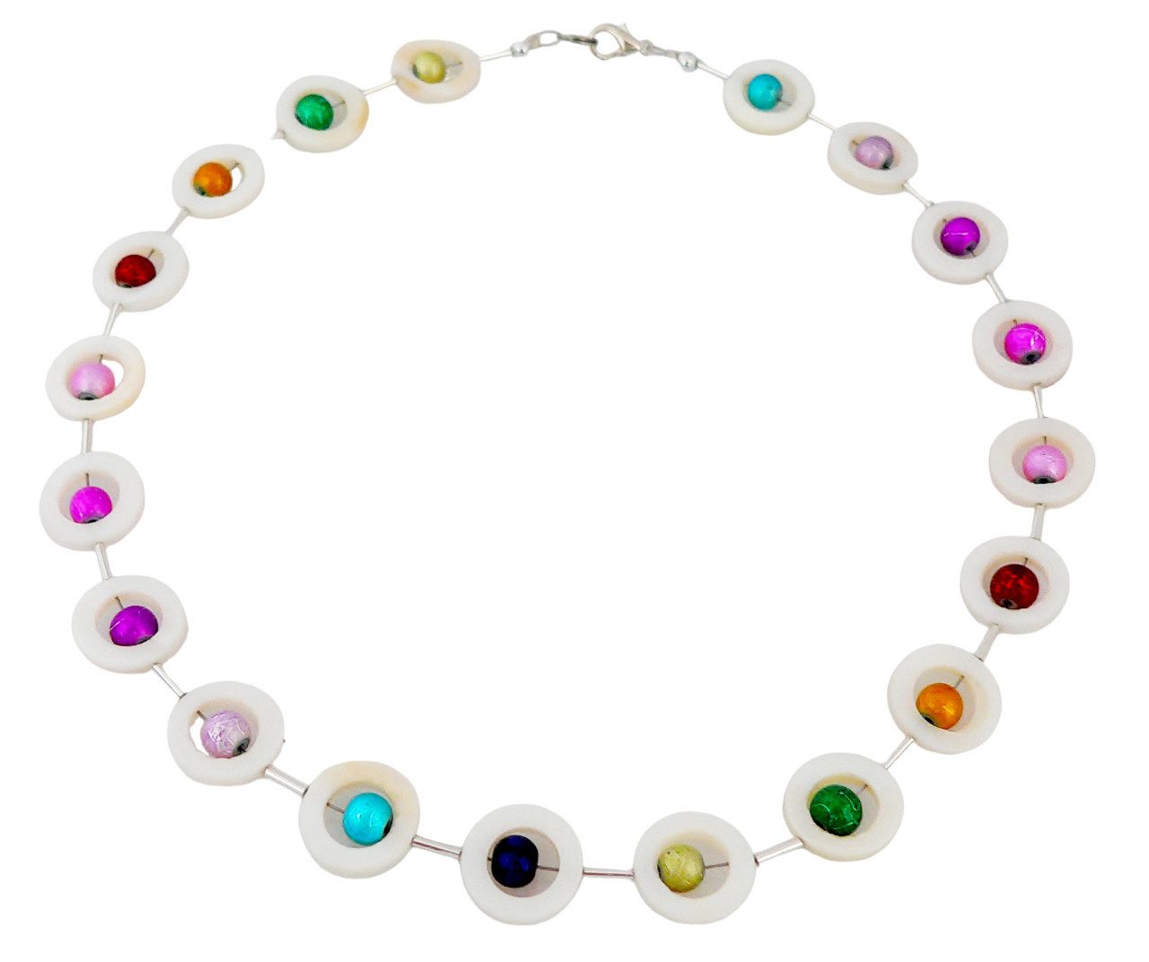 traumschmuck Kette ohne Anhänger 353r Halskette Muschel Perlmutt Perlen mehrfarbig bunt (Geschenk, Weihnachten, Valentinstag, Geburtstag, Muttertag, incl. Schmuckbox), handgefertigt, Made in Germany