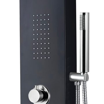 Aloni Duschsystem ZLZ102, Höhe 160 cm, set, 1 tlg., Wandhalter, Brauseschlauch, Armatur, Duschpaneel Duschsäule 5 Funktionen mit Thermostatventil schwarz