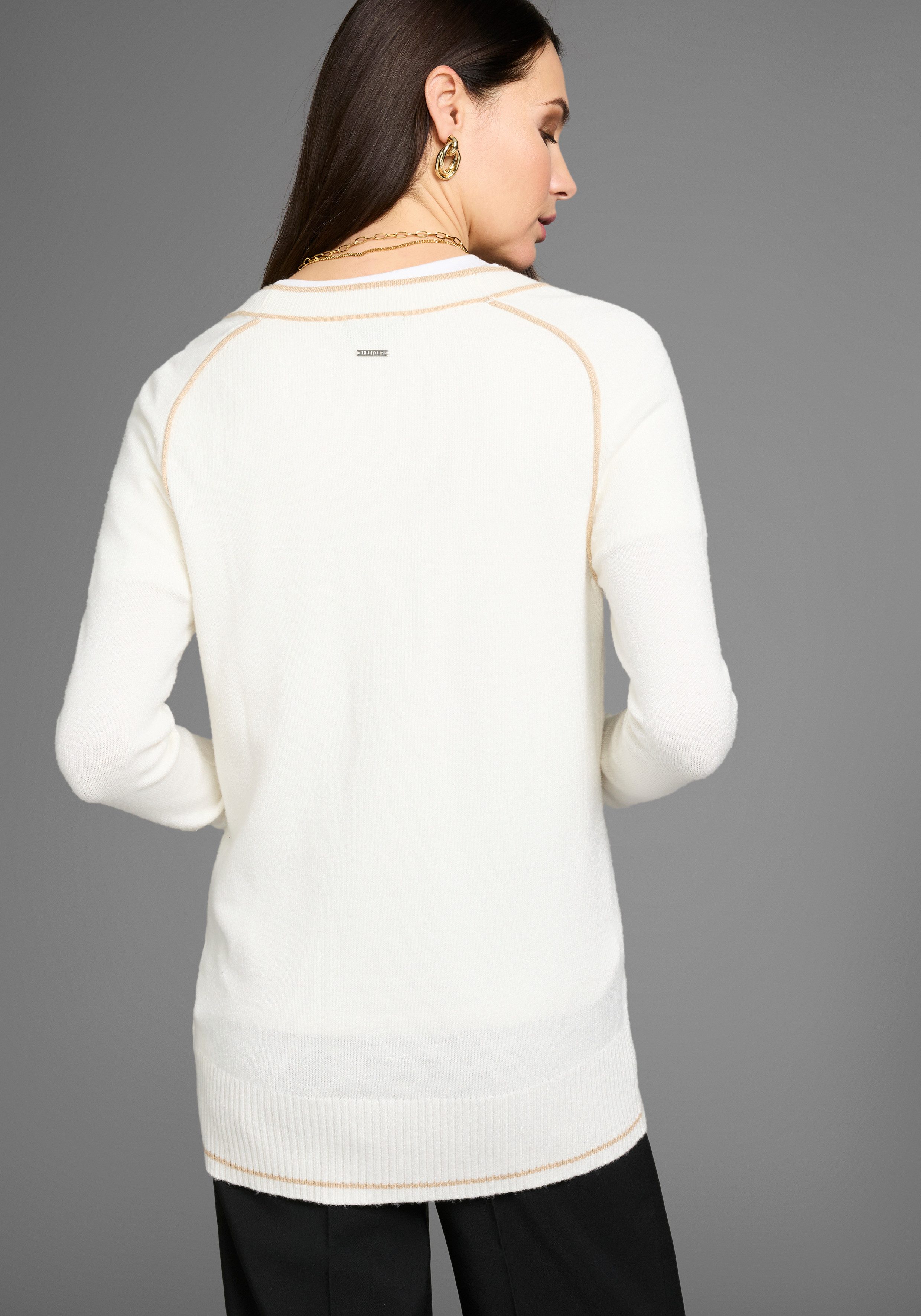 HECHTER PARIS Longstrickjacke mit modischen Kontrastlinien günstig online kaufen