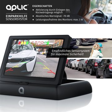 Aplic Rückfahrkamera (Einparkhilfe mit 4x Parksensoren, Kamera & 4,3" Monitor mit Nachtsicht)