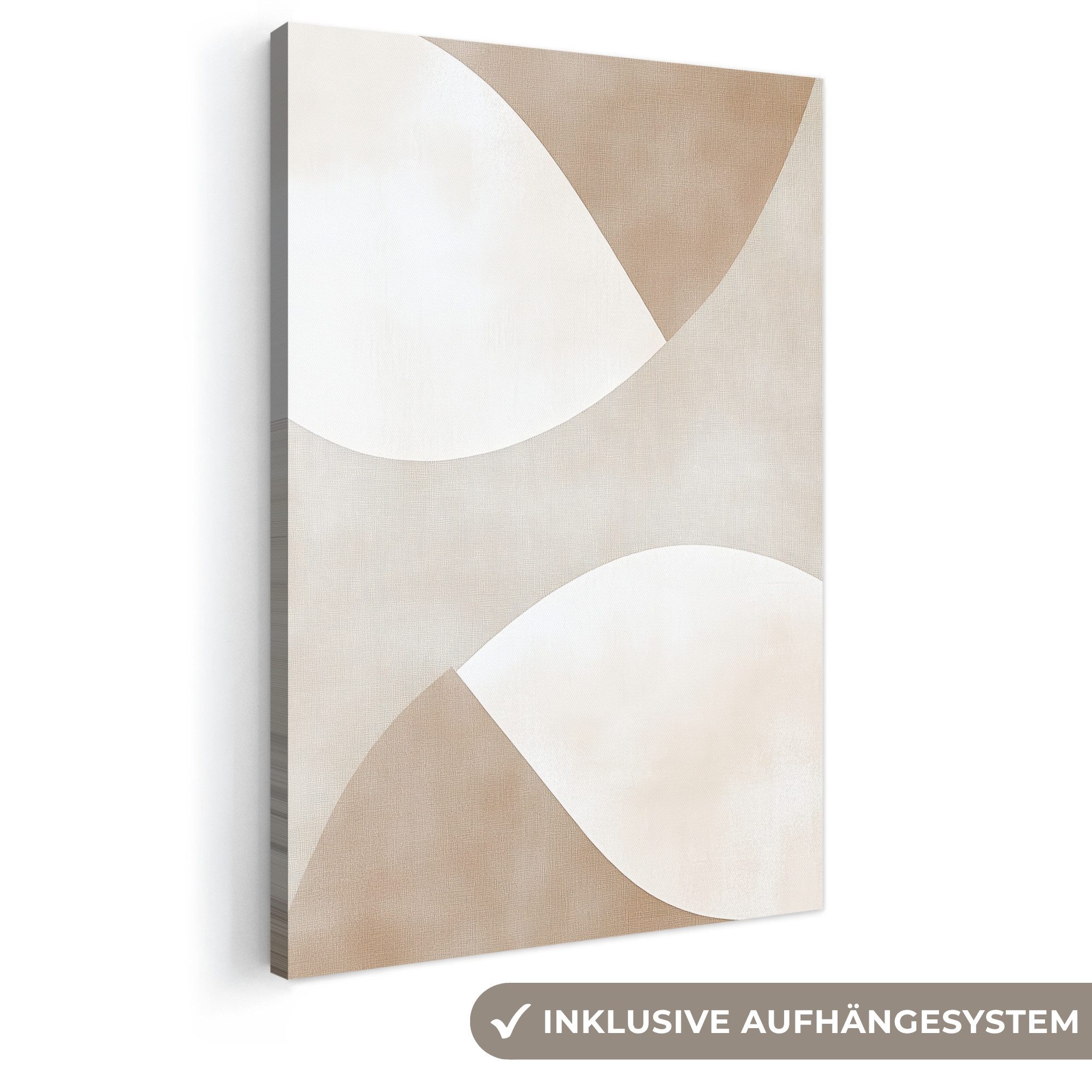 OneMillionCanvasses® Leinwandbild Braun - Japandi - Abstrakt, Fotodruck (1 St), Wandbilder, Deko Schlafzimmer Wohnzimmer 60x90 cm