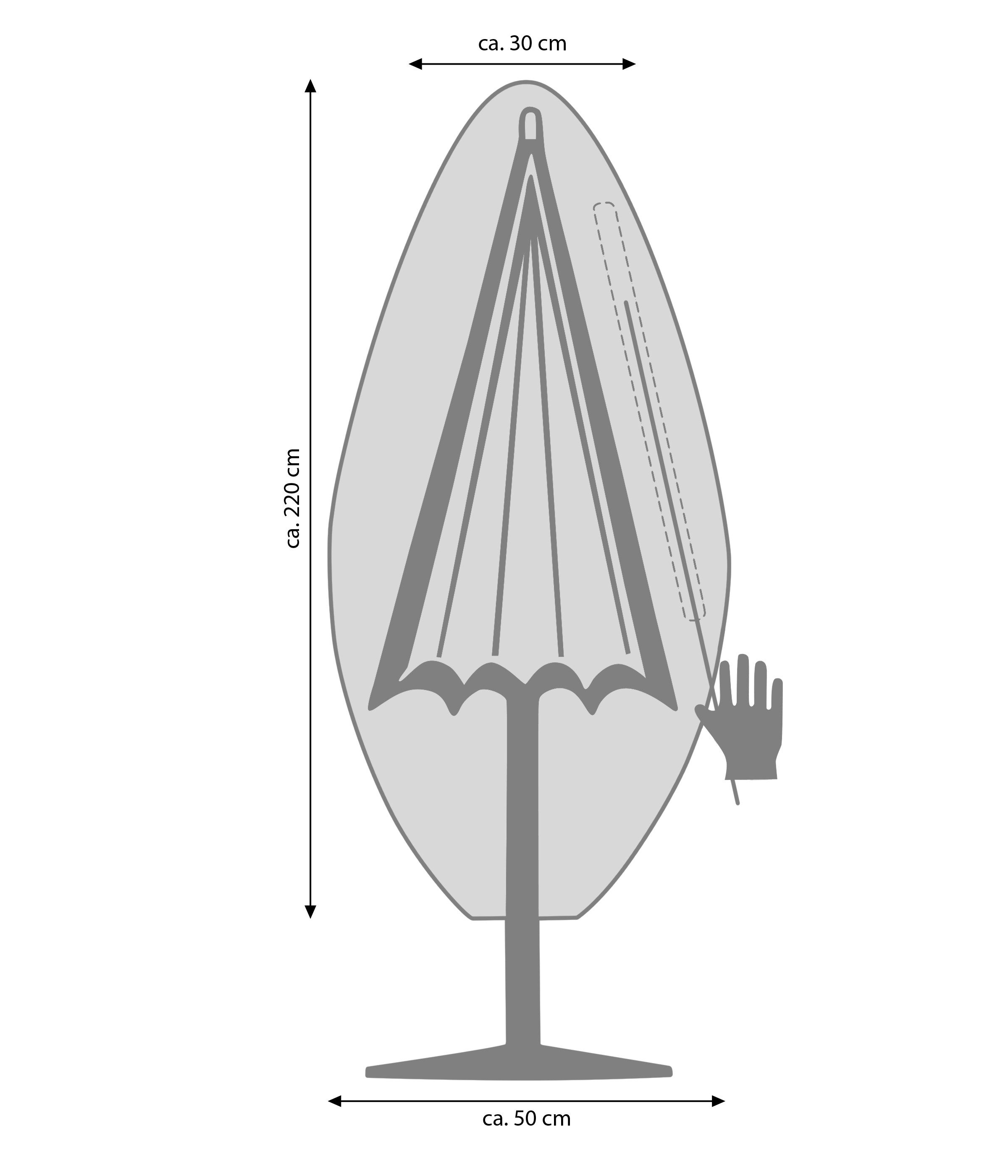 Dehner Gartenmöbel-Schutzhülle Abdeckhaube für Sonnenschirme bis 4 m, grau, Hochwertige Abdeckhaube für Schirme bis 4m aus robustem Polyester