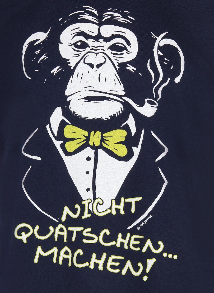 Trigema T-Shirt TRIGEMA und Affen-Druckmotiv navy T-Shirt mit Spruch