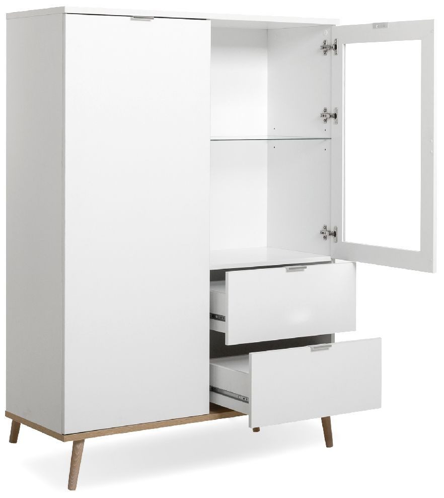 Finori Highboard, Weiß, Sonoma Eiche, Modern, Metallgriffe, ABS-Kante, 100 günstig online kaufen