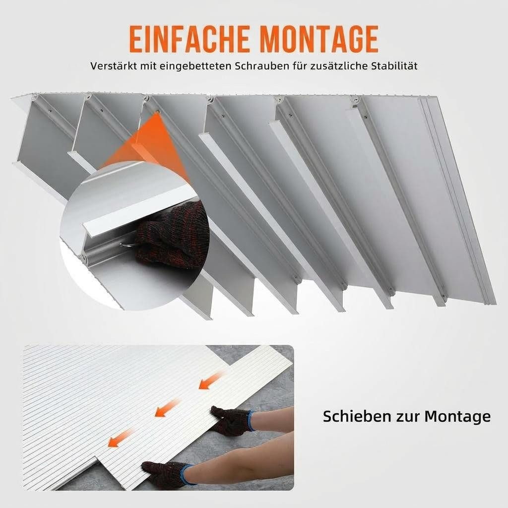 GarveeMore Auffahrrampe Tragbar,verstellbares Teleskopdesign,rutschfeste Oberfläche, Tragfähigkeit 360kg,vielseitig einsetzbar für Rollstühle