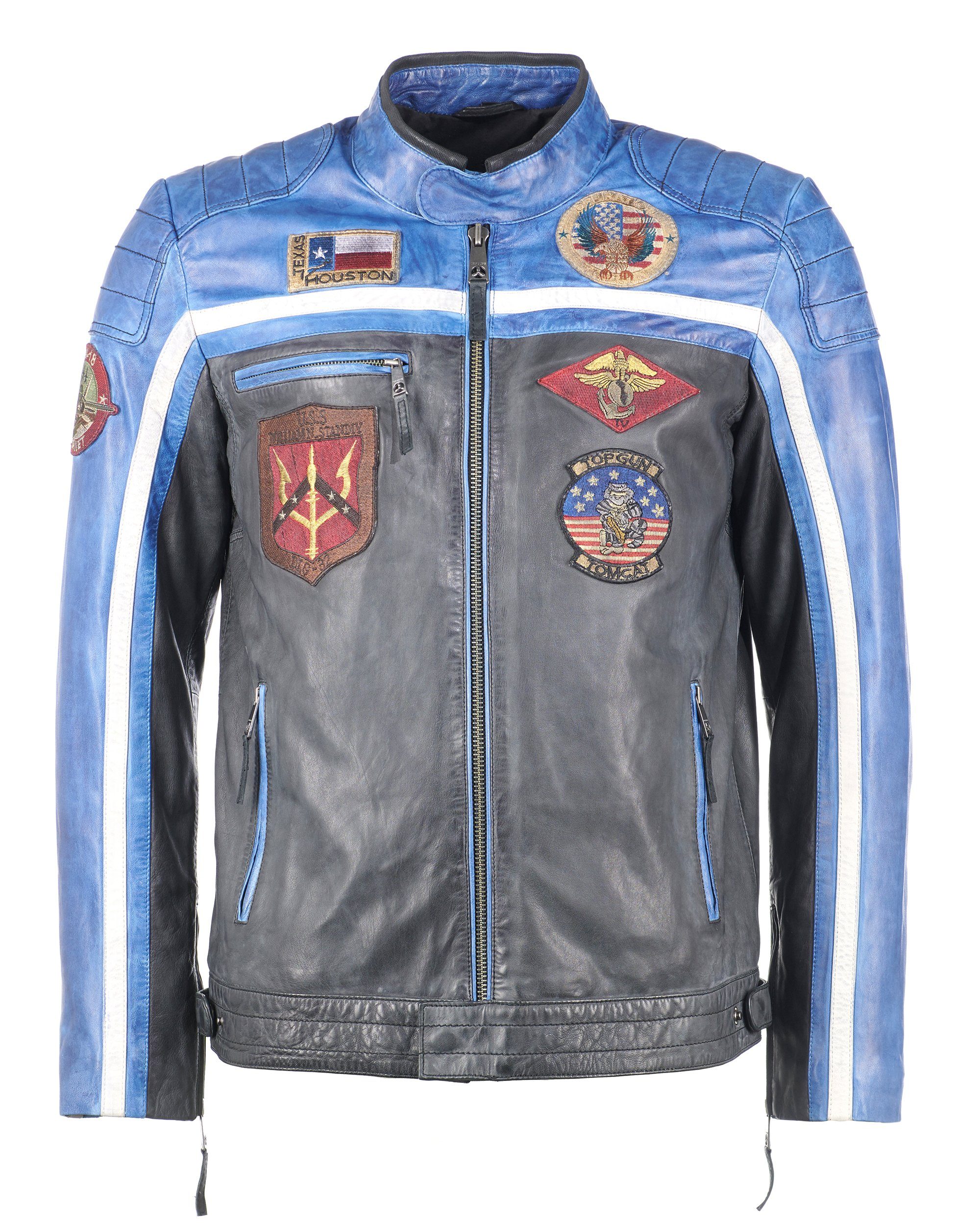 TOP GUN Lederjacke TGJ1005 black/blue/creme