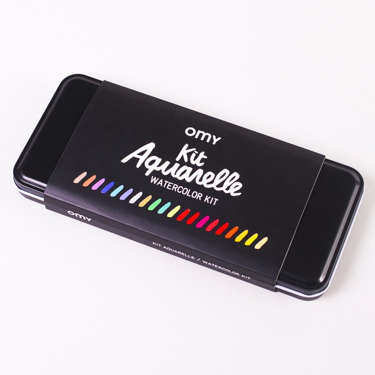 OMY Aquarellfarbe Aquarellfarben Set 24 Farben mit Wassertankpinsel, Metalldose