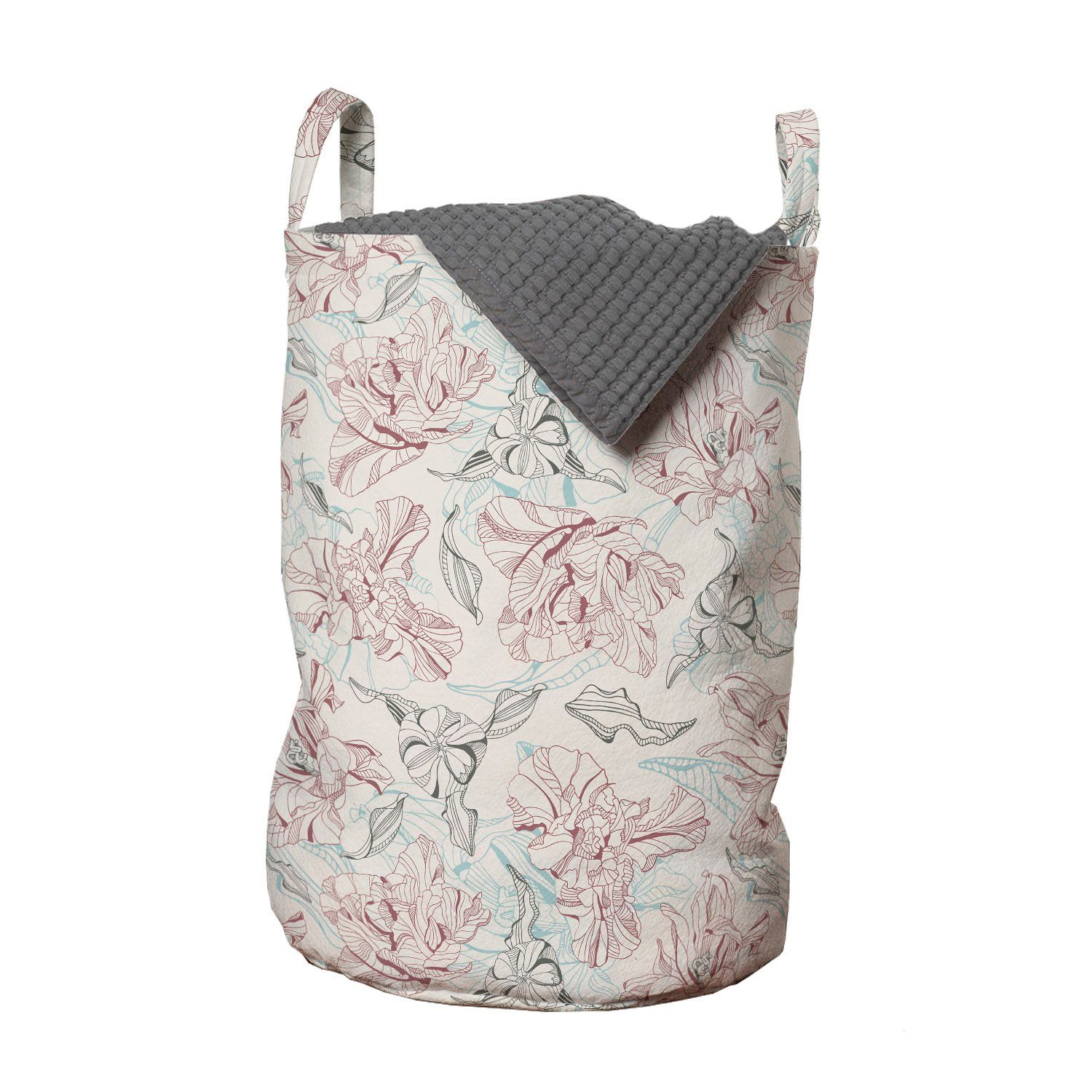 Abakuhaus Wäschesäckchen Wäschekorb mit Griffen Kordelzugverschluss für Waschsalons, Jahrgang Pastel Design Tulpe Blumen