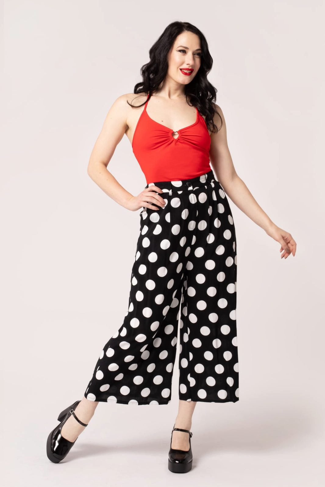 Hell Bunny Stoffhose Dolores Cropped Trousers Polka Dot 50s 60s Vintage Ret günstig online kaufen