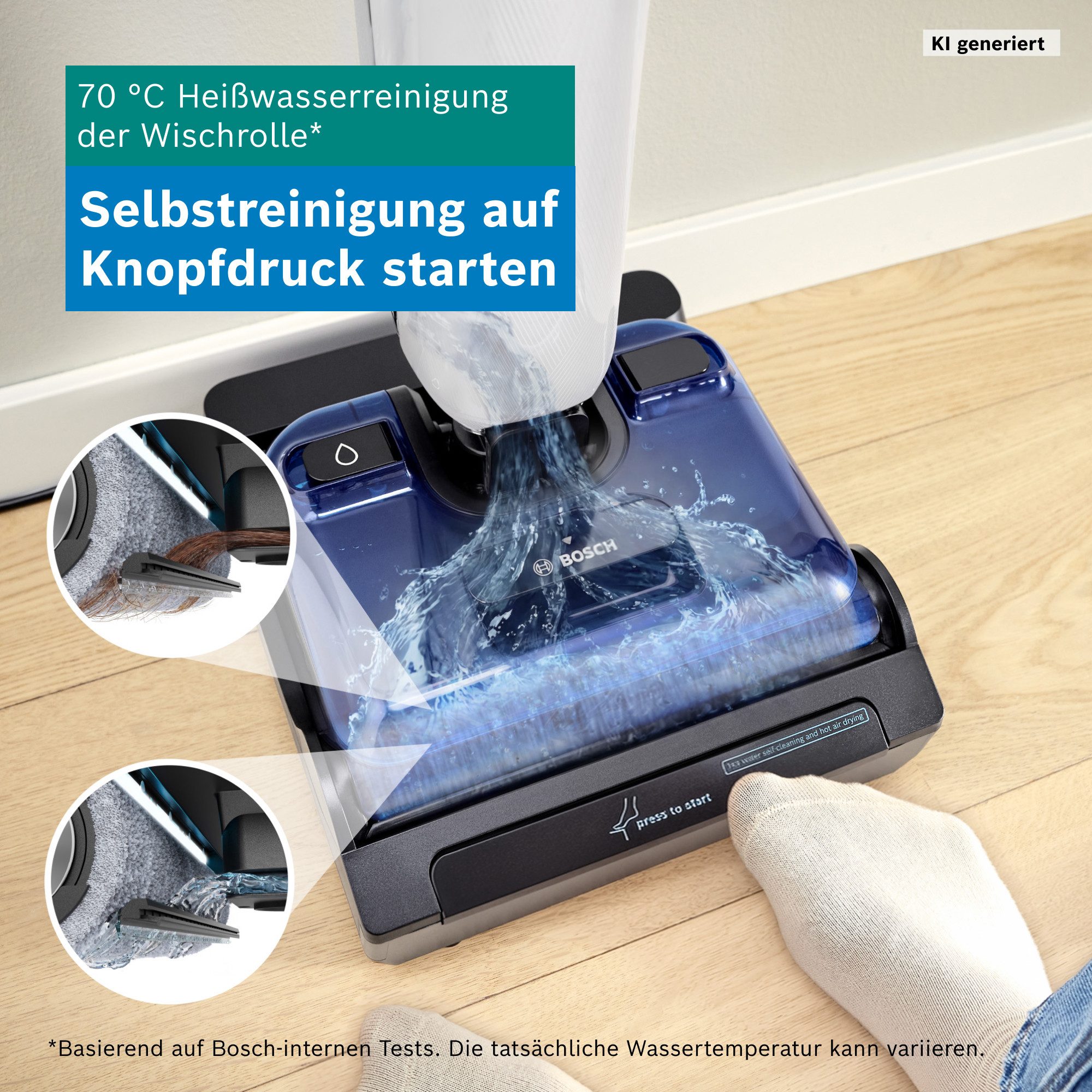 BOSCH Nass-Trocken-Sauger OneFlow Serie 4 BHF41WM, Selbstreinigung, 24.000 PA Saugkraft, 250 W, beutellos, Anti-Haarverwicklung, LED-Licht, Schnelltrocknung, 40 – Bild 5 von 5