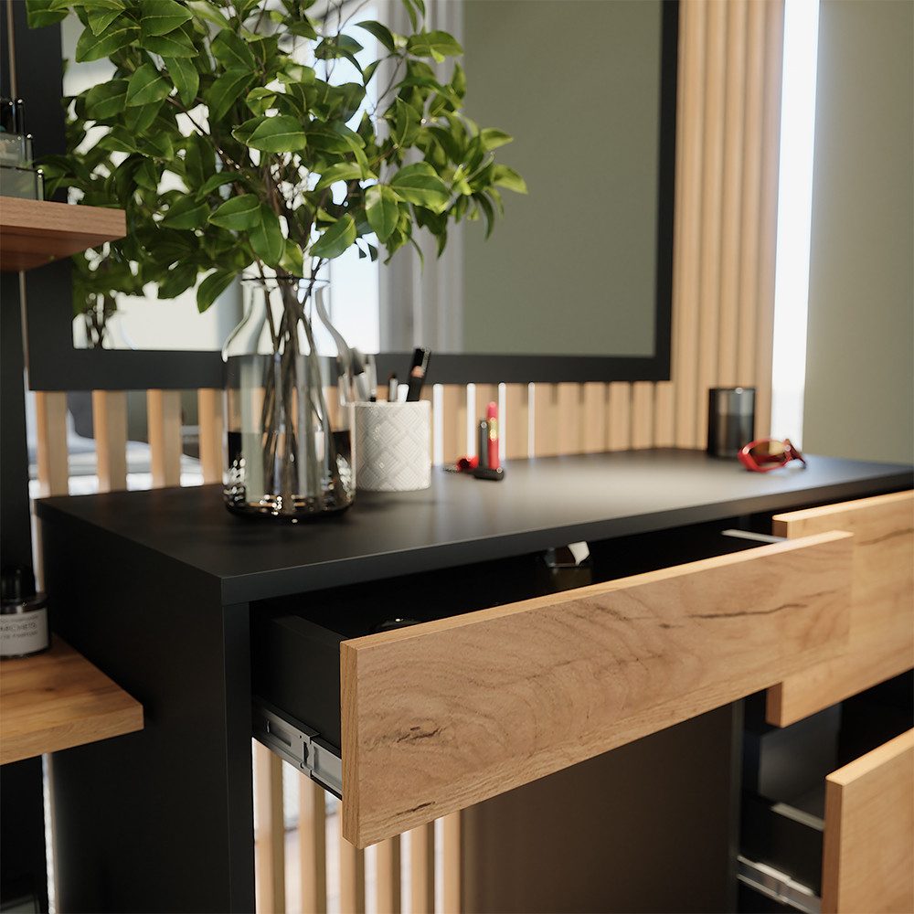 Vicco Schminktisch Sherry, Anthrazit/Goldkraft Eiche, 90 x 75 cm ohne Spiegel