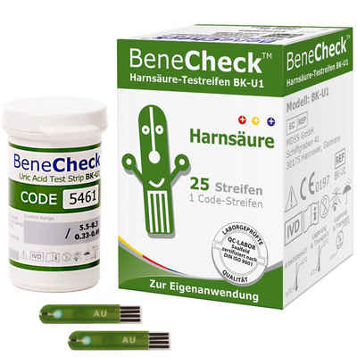 BeneCheck Harnsäure-Teststreifen BK-U1 25 Stück, Gicht Behandlung 25-St.