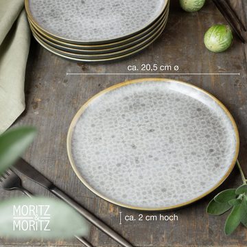 Moritz & Moritz Tafelservice TERRA Dessertteller Grau (6-tlg), 6 Personen, für 6 Personen - spülmaschinen- und mikrowellengeeignet
