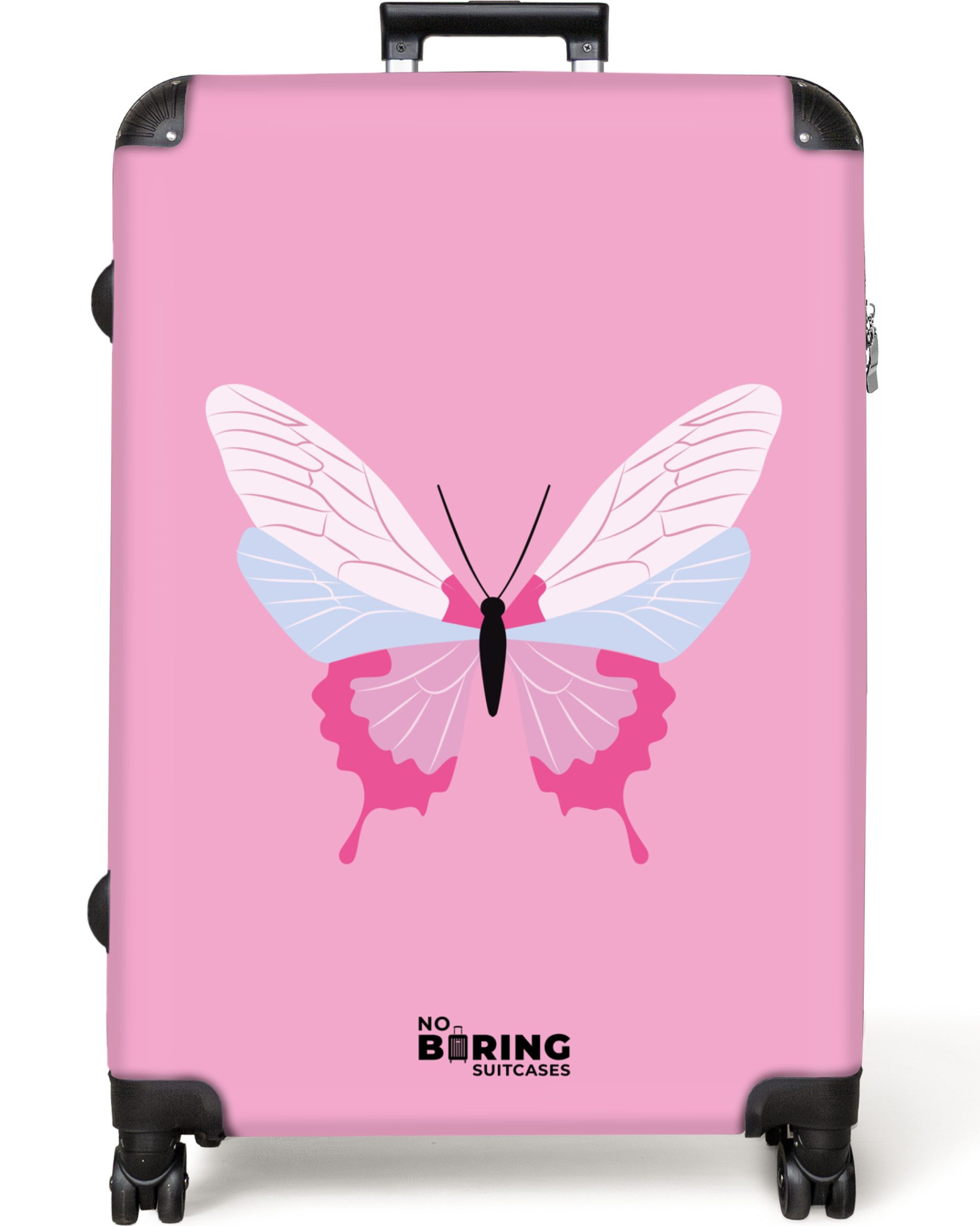 NoBoringSuitcases.com© Hartschalen-Trolley Rosa mit Schmetterling 77 günstig online kaufen