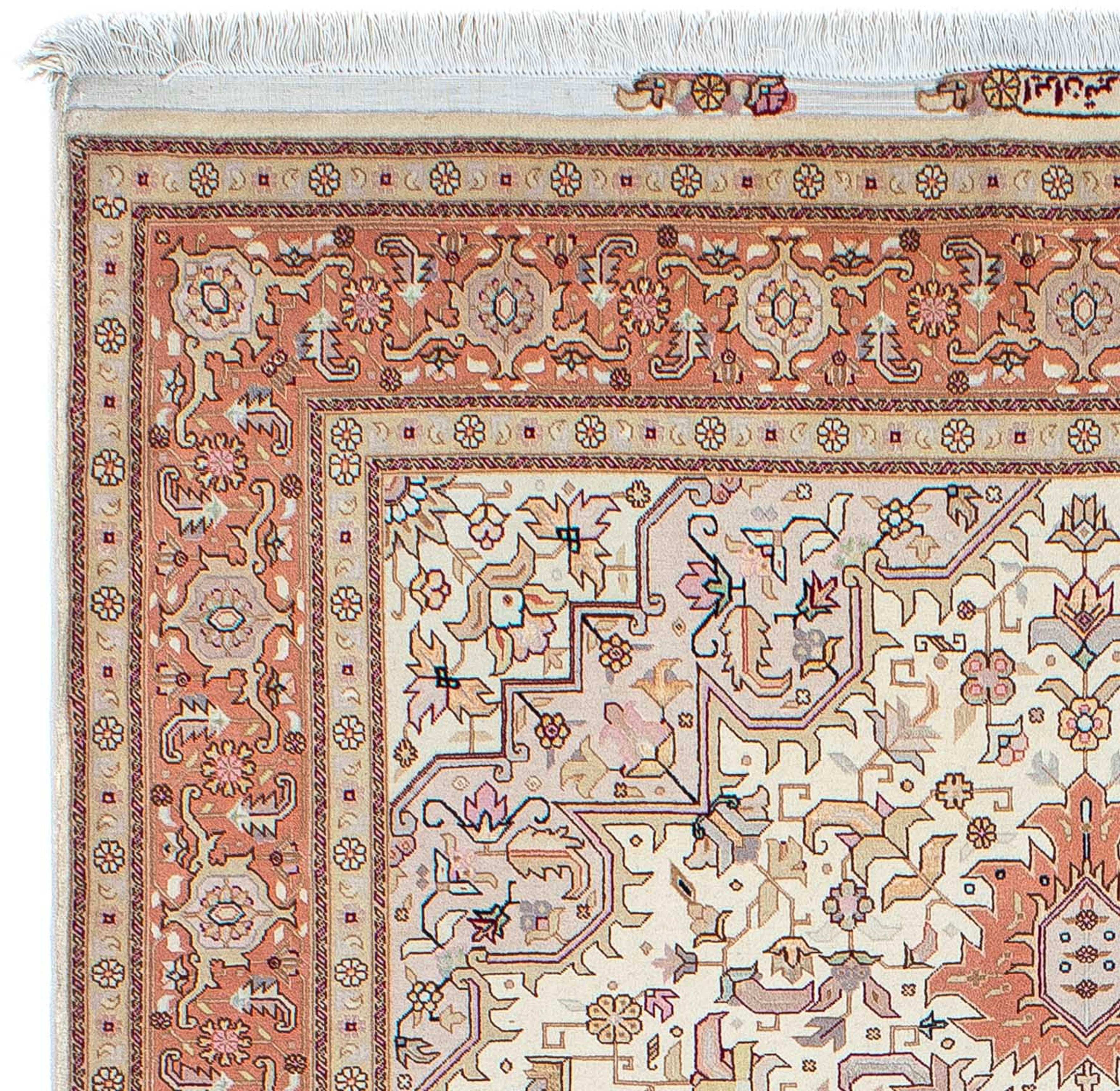 Orientteppich Perser Wohnzimmer, 7 - Zertifikat - cm Royal 214 Täbriz rechteckig, x beige, - Höhe: mm, Handgeknüpft, Einzelstück 154 morgenland, mit 