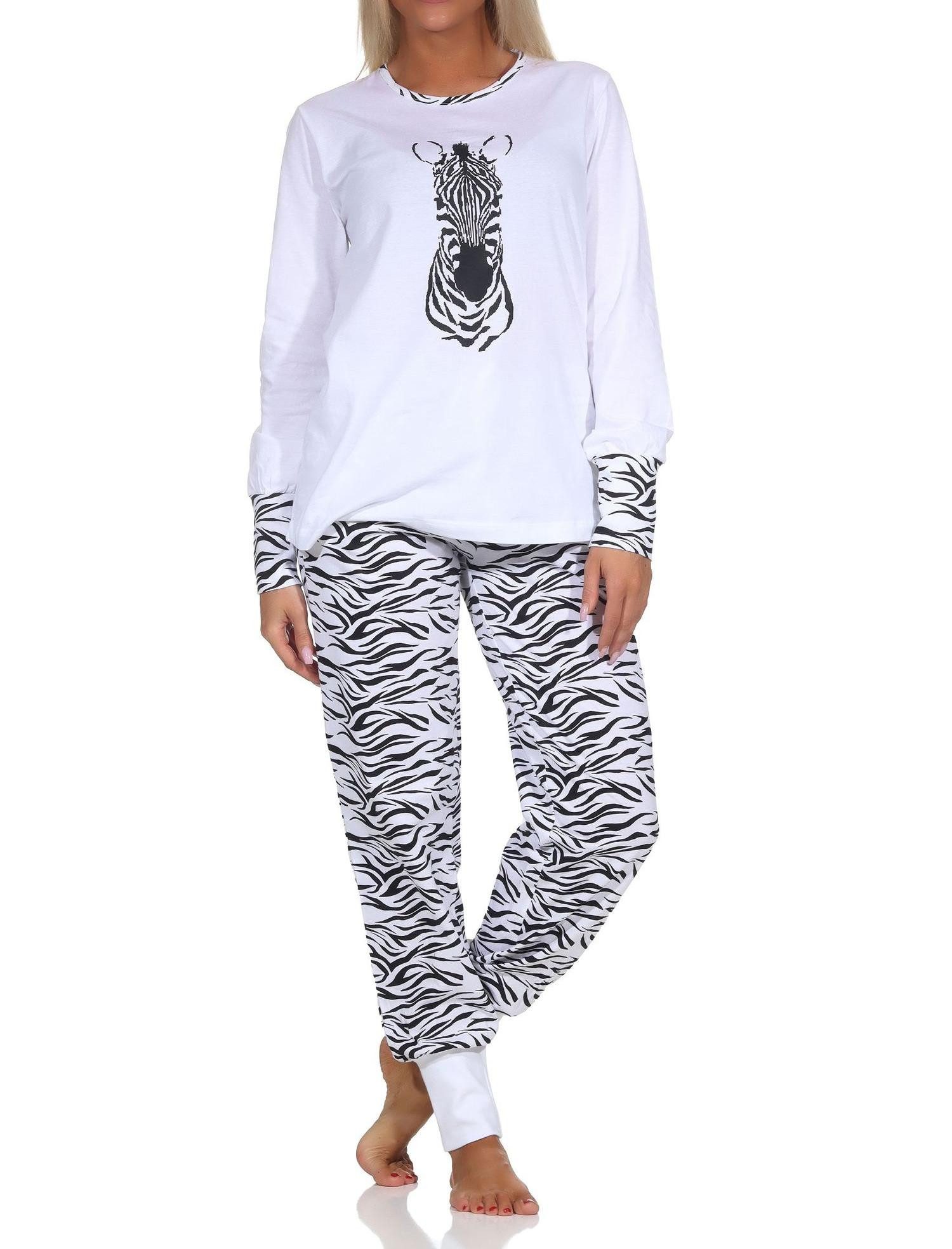 Pyjama Normann Damen Pyjama Schlafanzug mit Tiermotiv - auch in Übergrößen