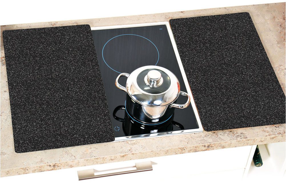 KESPER® Herdblende-/Abdeckplatte Herdabdeckplatte, Motiv: Granit, ESG-Sicherheitsglas, (Set, 2 tlg), Maß der einzelnen Platte ca. 30 x 52 cm