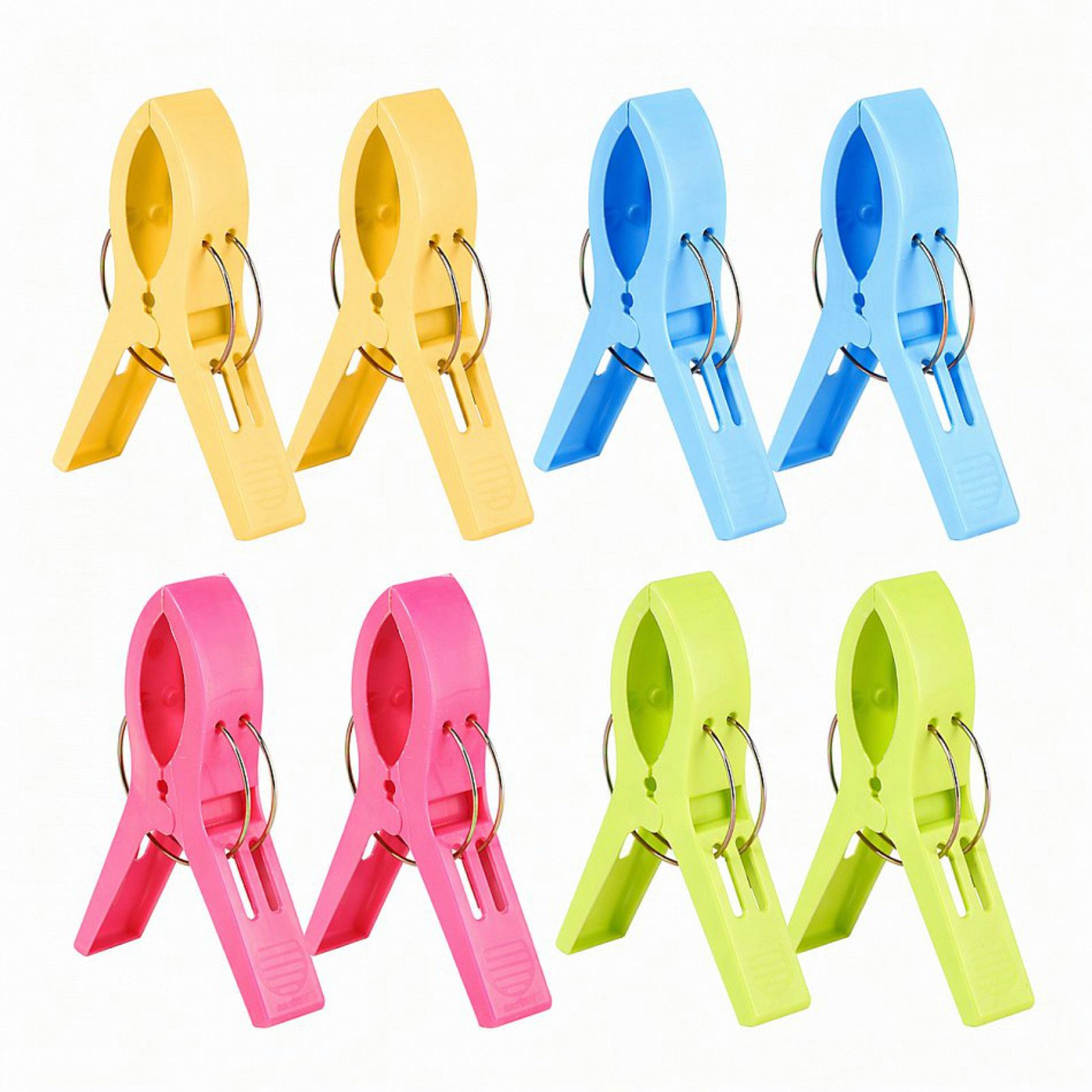 Haushalt International Sturmwäscheklammern Strandtuchklammern Handtuchklammer Bunt 12x6cm Kunststoff 8er Set, Mehrfarbig, Robust, gefedert, Urlaub, Camping